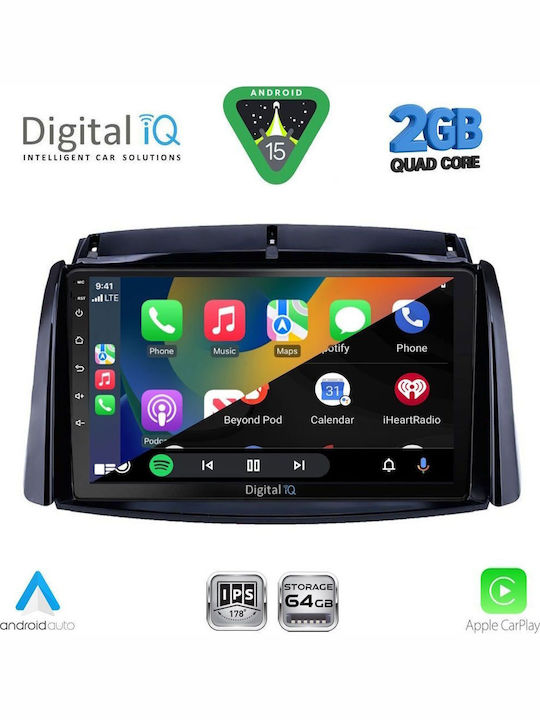 Digital IQ Car Audio System for Renault Koleos 2006-2016 (Bluetooth/USB/WiFi/GPS/Apple-Carplay/Android-Auto) with Touch Screen 9"