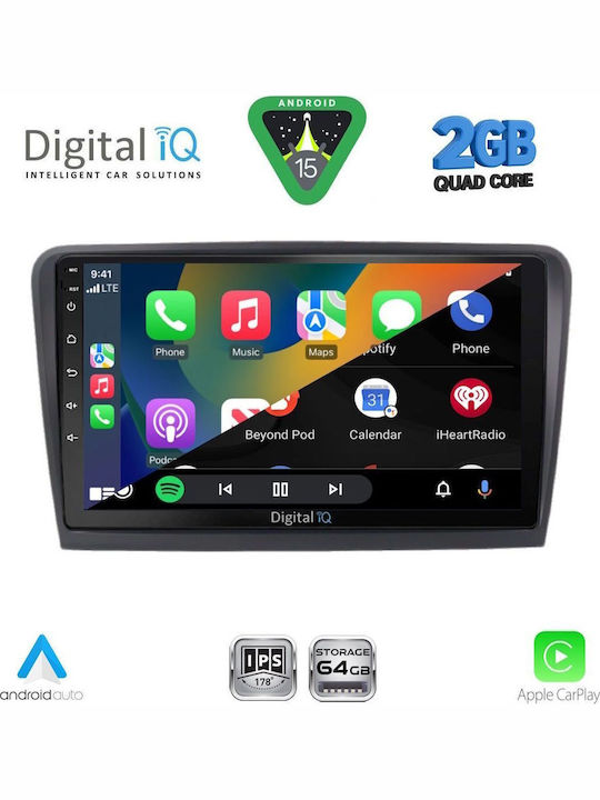 Digital IQ Car Audio System for Skoda Rapid 2012-2023 (Bluetooth/USB/WiFi/GPS/Apple-Carplay/Android-Auto) with Touch Screen 9"