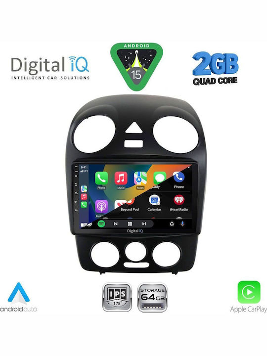 Digital IQ Auto-Audiosystem für Volkswagen Käfer 2004-2011 (Bluetooth/USB/WiFi/GPS/Apple-Carplay/Android-Auto) mit Touchscreen 9"