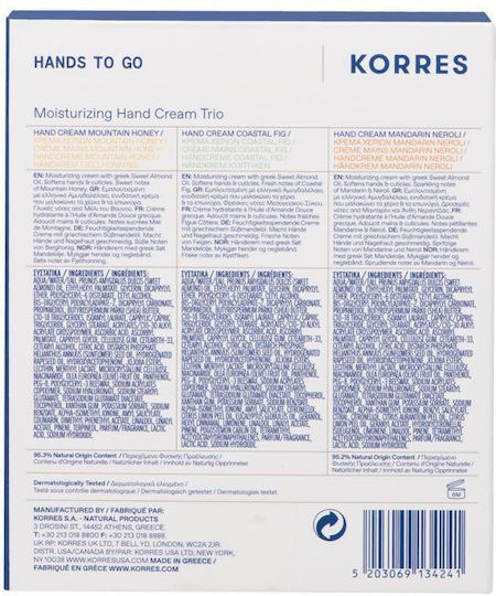 Korres Hand Cream Trio Skin Care Set for Moisturizing 3pcs