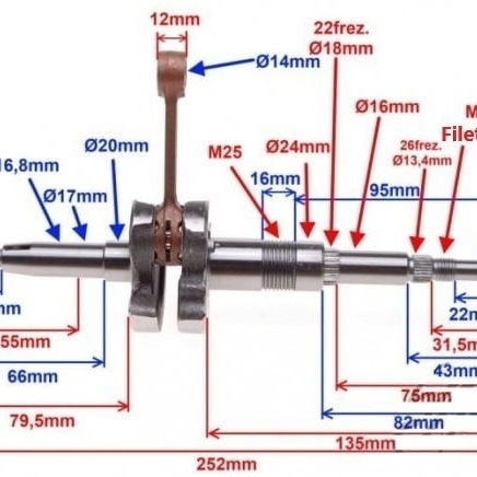 Arbore Cotit Motor Motocicletă cu Cursă +12mm