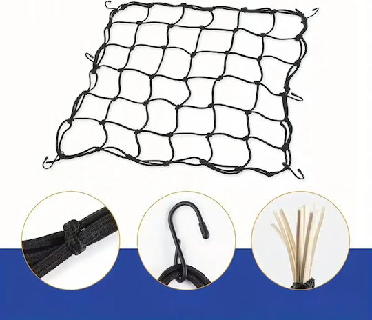 Motorcycle Luggage Net Zola 30 X 30 Cm 6 Hooks Multifunctional Black