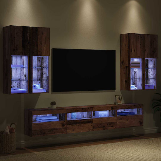 Unitate TV pentru sufragerie Old Wood cu iluminare L100xA30xÎ40cm