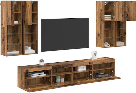 Unitate TV pentru sufragerie Old Wood cu iluminare L100xA30xÎ40cm