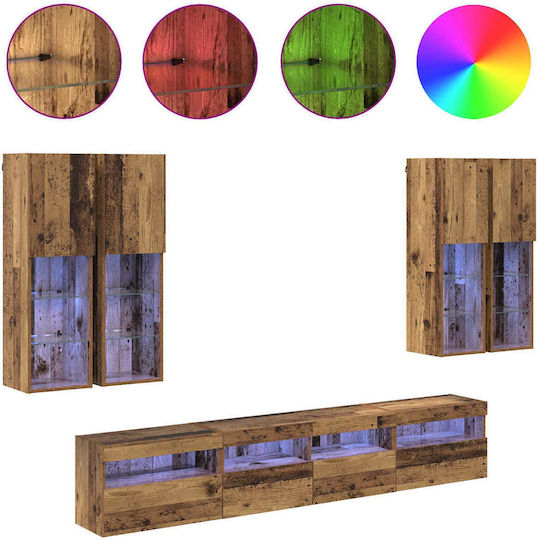 Unitate TV pentru sufragerie Old Wood cu iluminare L100xA30xÎ40cm