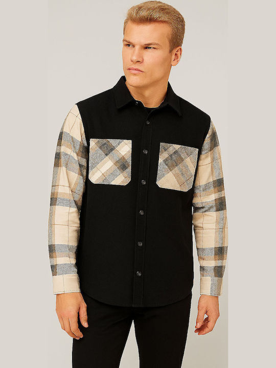 Long-sleeved Shirt Checked Black