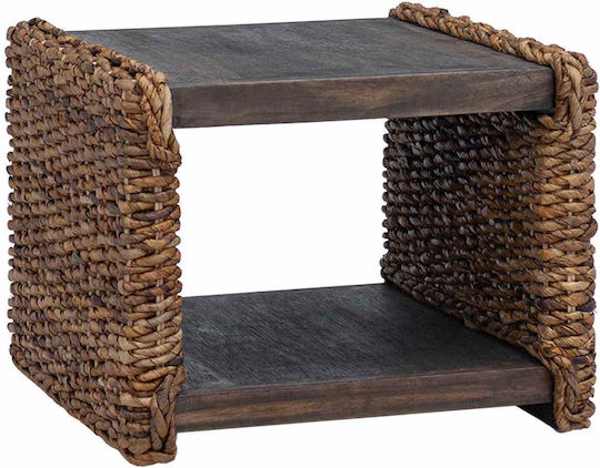 Rectangular Side Table Made of Solid Wood Natural M44.5xL45xH45cm