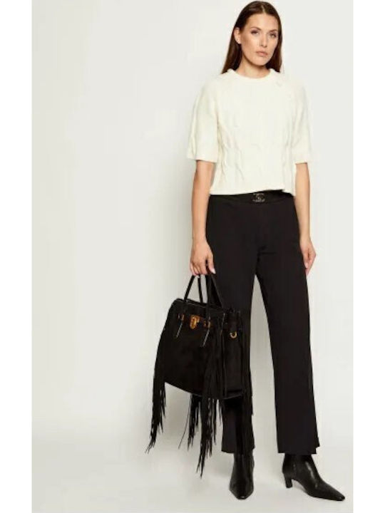 Women's Fabric Trousers Loose Fit Black