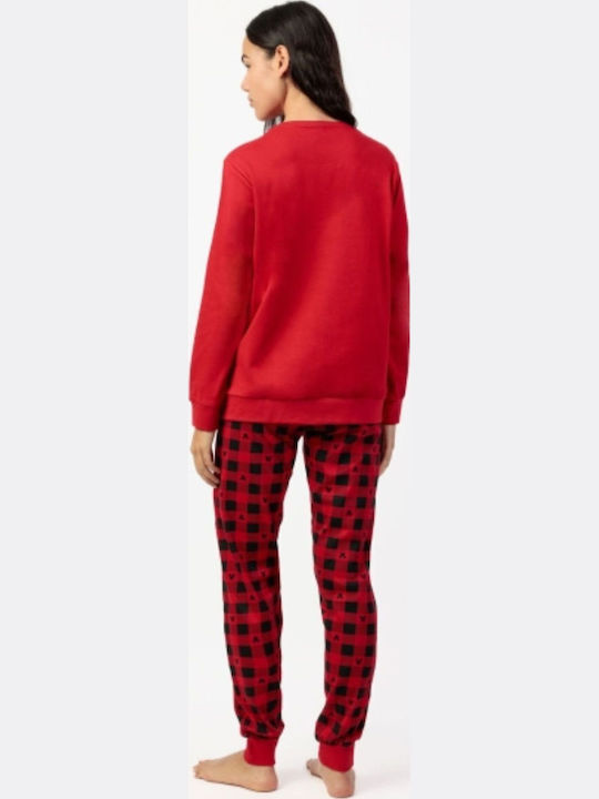Disney Set Pijamale pentru Femei Red “happy Holidays" Xmas