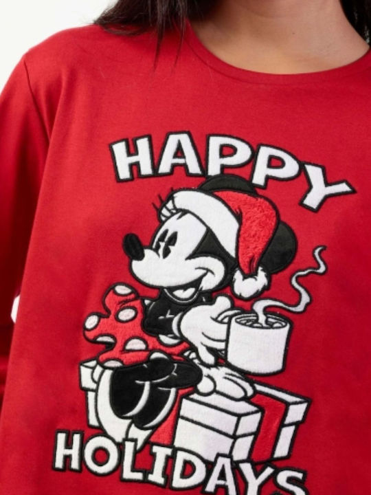 Disney Set Pijamale pentru Femei Red “happy Holidays" Xmas