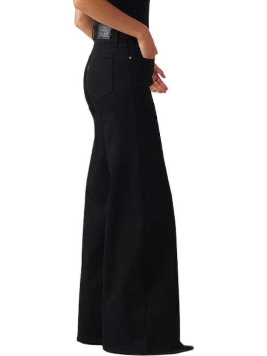 318 Shaping Women's Jean Pants Mid Rise In Wide Leg Style Black