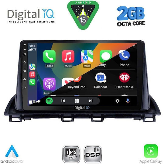 Digital IQ Auto-Audiosystem für Mazda 3 2014-2019 (Bluetooth/USB/WiFi/GPS/Apple-Carplay/Android-Auto) mit Touchscreen 9"