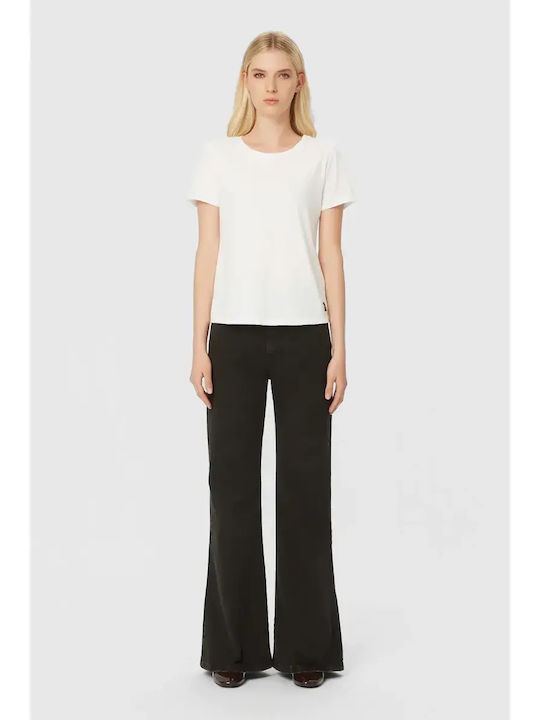 Women's Jean Trousers Flared Mid Rise Black