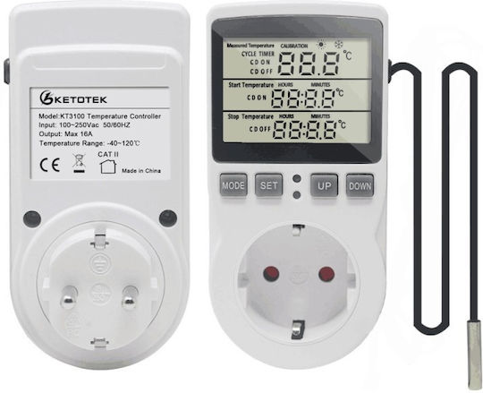3M Techstar Kt3100 Ψηφιακός Χρονοδιακόπτης Πρίζας με Δυνατότητα Αντίστροφης Μέτρησης