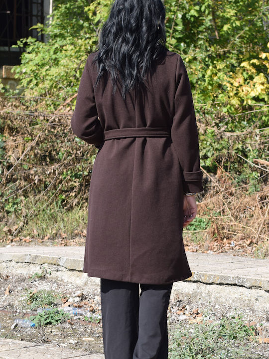 Women's Brown Coat with Belt