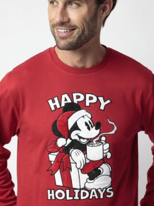 Disney happy Holidays Men's Winter Checked Pajamas Set Red