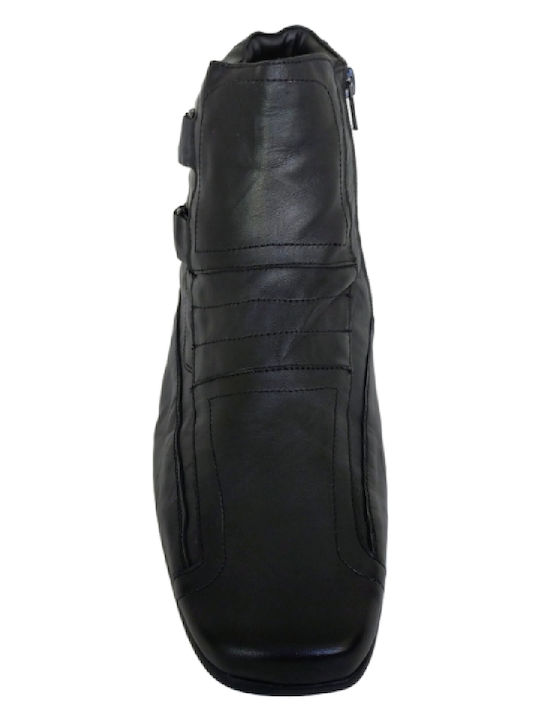 Leather Black Men's Boots with Zipper