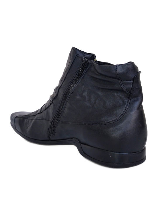Leather Black Men's Boots with Zipper