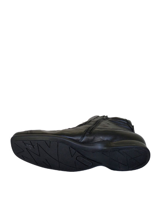 Leather Black Men's Boots with Zipper