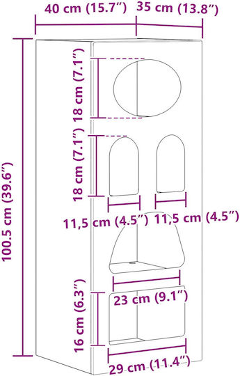 Kabinett Aufbewahrung L40xB35xH100.5cm