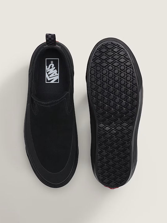 Midslip Γυναικεία Slip-On Δερμάτινα Μαύρα
