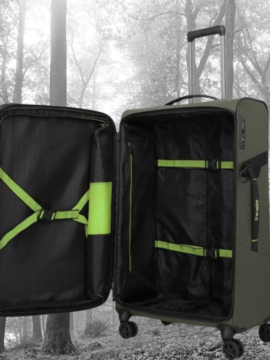 Travelite Βαλίτσες Ταξιδιού Υφασμάτινες Χακί με 4 Ρόδες