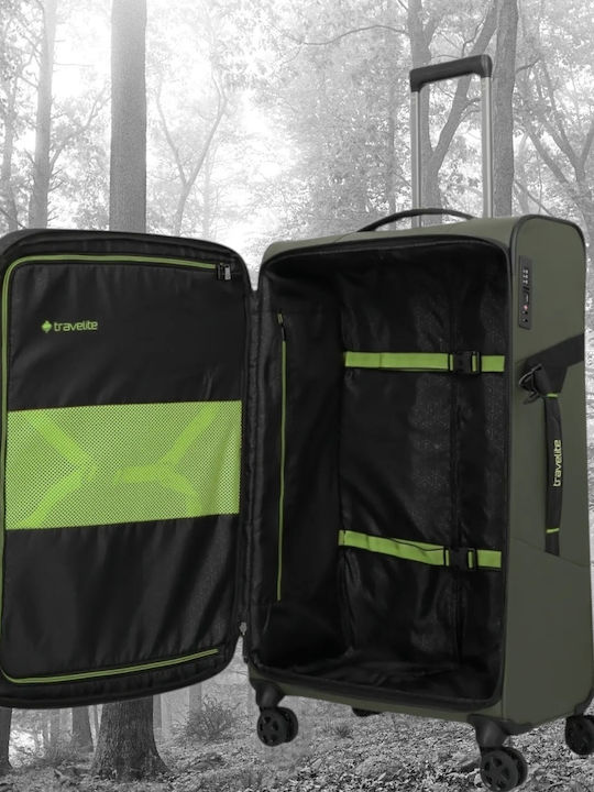 Travelite Βαλίτσες Ταξιδιού Υφασμάτινες Χακί με 4 Ρόδες