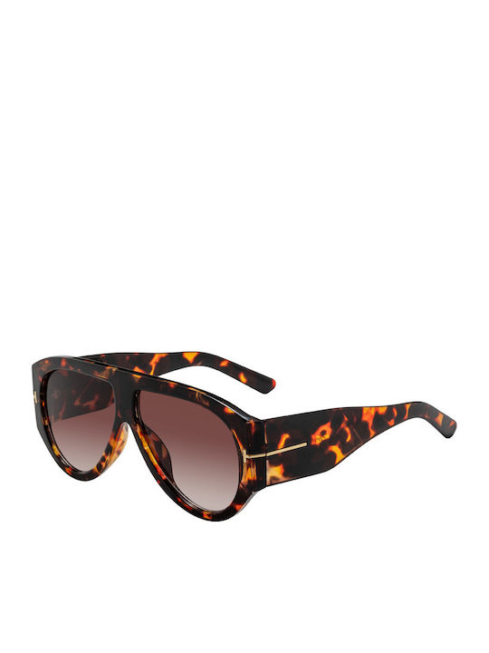 Unisex Sunglasses with Brown Tartaruga Plastic Frame and Brown Gradient Lens SP2543-3