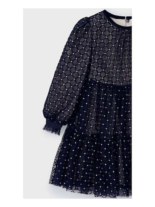 Children's Dress Long Sleeve Tulle Navy Blue