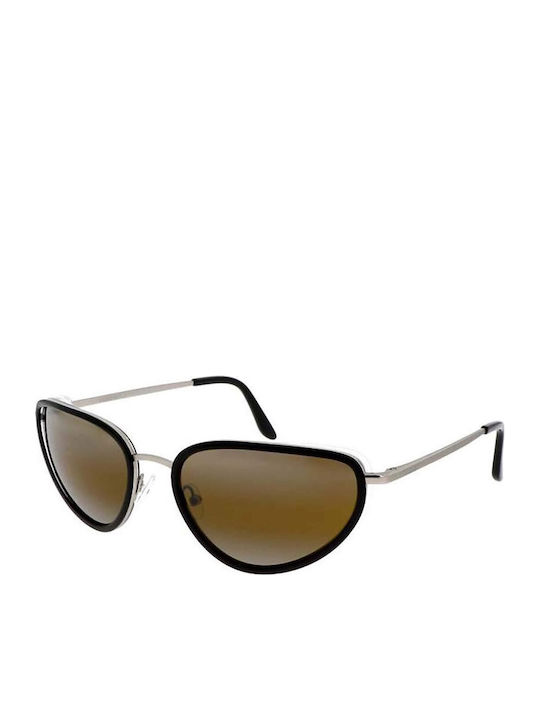 Women's Sunglasses with Black Metal Frame and Brown Gradient Lens