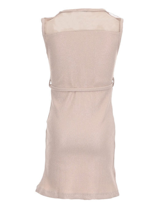 Children's Dress Sleeveless Beige