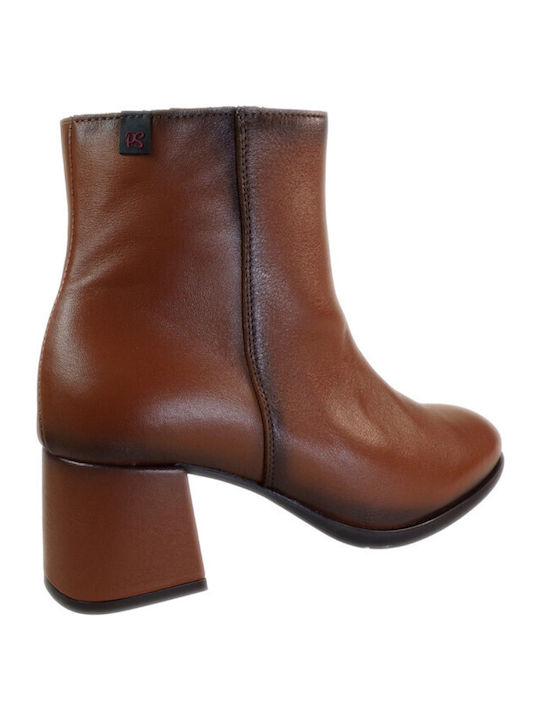 Leather Women's Ankle Boots Tabac Brown