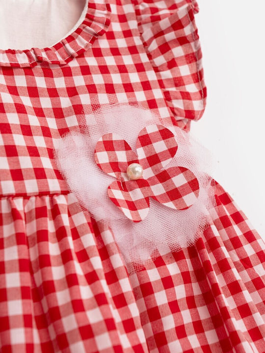 Rochie pentru Copii Fără mâneci Carou Red and white