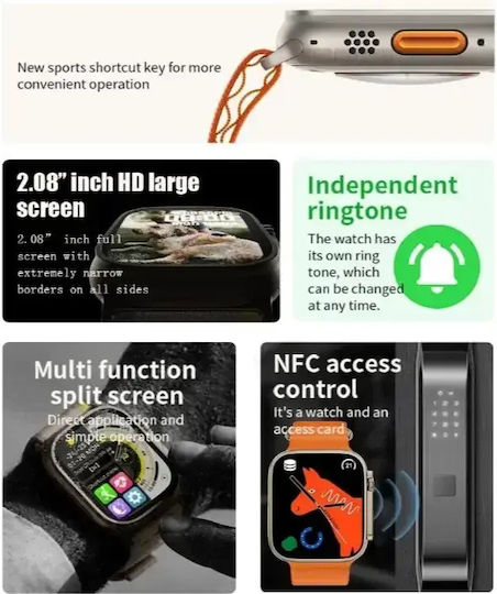 S8 Ultra Max Titanium Smartwatch with Heart Rate Monitor (Black)