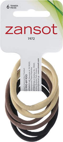 Zan Sot Set Hair Scrunchies 6 Pieces Black Brown Green Khaki