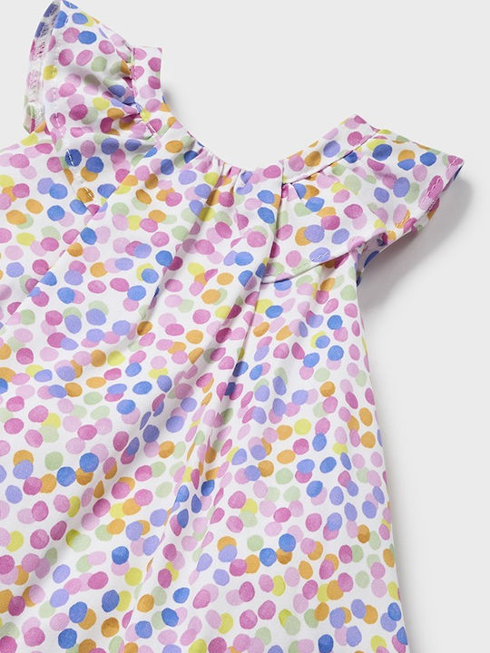 Kinderkleid Ärmellos Satin Set mit Unterhose Polka Dot Pink