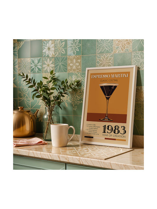 Poster Vintage Espresso Martini Classic Cocktail Pst25373 21cm X 30cm Λευκό Κάδρο Pvc
