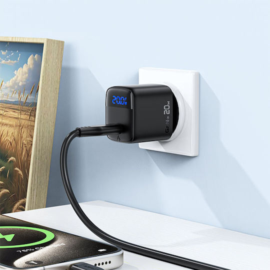 Acefast Φορτιστής GaN με Θύρα USB-C και Καλώδιο USB-C - USB-C Μαύρος (A113)