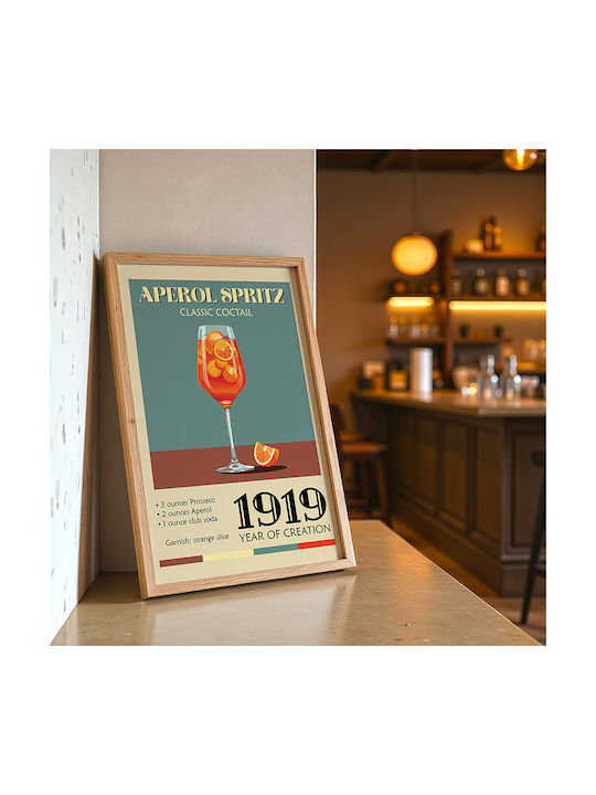 Poster Vintage Aperol Spritz Classic Cocktail Pst25374 21cm X 30cm White Frame Pvc