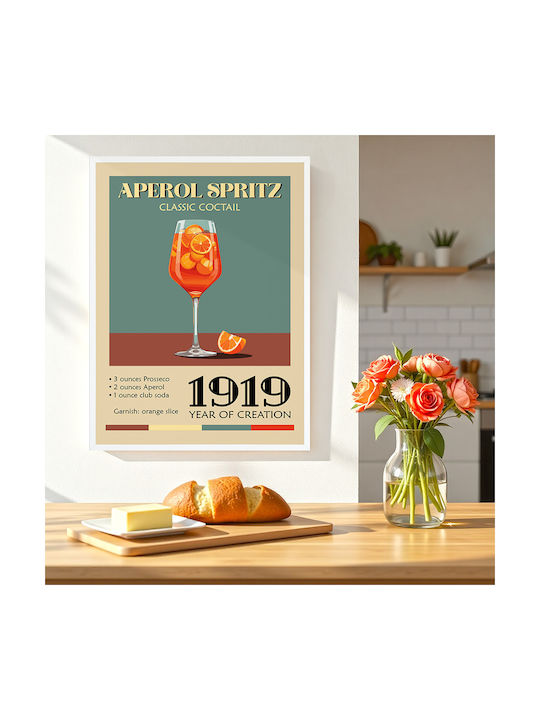 Poster Vintage Aperol Spritz Classic Cocktail Pst25374 21cm X 30cm White Frame Pvc