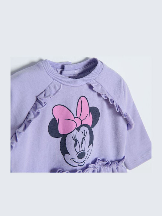 Minnie Mouse Детска Рокля Дълъг ръкав Обикновени Лилав