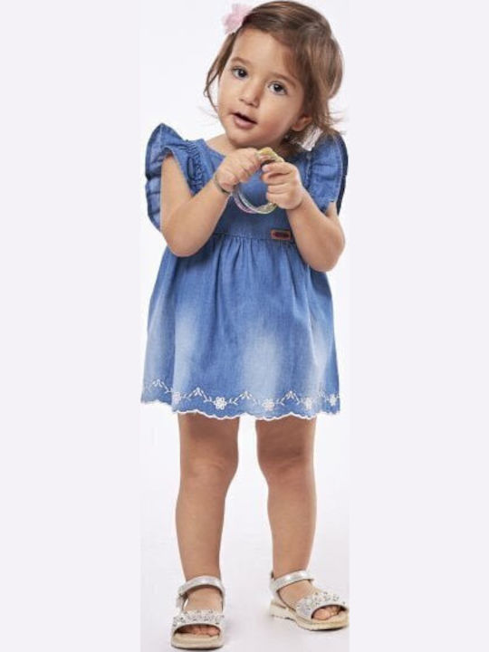 Kinderkleid Ärmellos Denim Blau