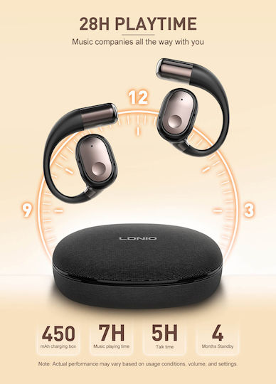 Ldnio T11 Open Ear Bluetooth Handsfree Ακουστικά με Αντοχή στον Ιδρώτα και Θήκη Φόρτισης Μαύρα