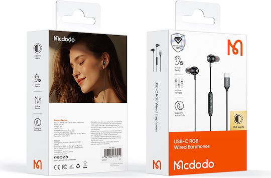 Mcdodo HP-5830 In-ear Handsfree Ακουστικά με Βύσμα USB-C Μαύρο