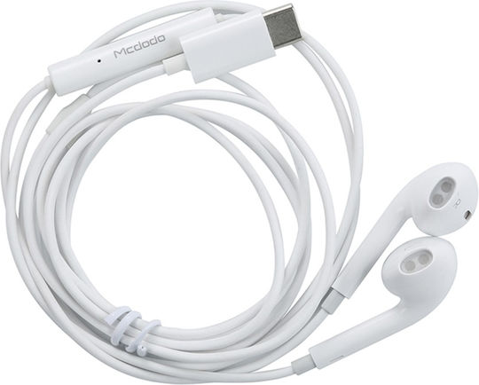 Mcdodo HP-6071 In-ear Handsfree Ακουστικά με Βύσμα USB-C Λευκό