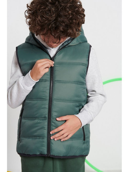 Kids' Sports Jacket Sleeveless with Hood Green