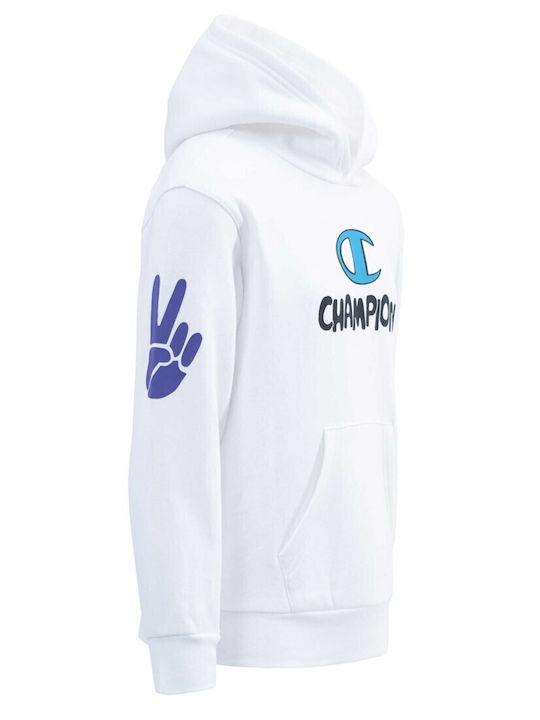 Kids Sweatshirt with Hood and Pockets White