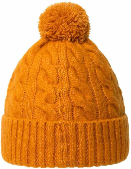 Pom Pom Beanie Unisex Beanie Knitted in Orange color