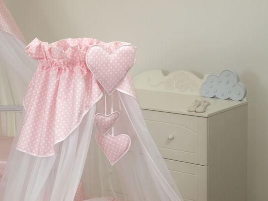 Amy Mosquito Net Crib Bear Heart Tulle 68909 with Support Base Pink 160x160x600cm