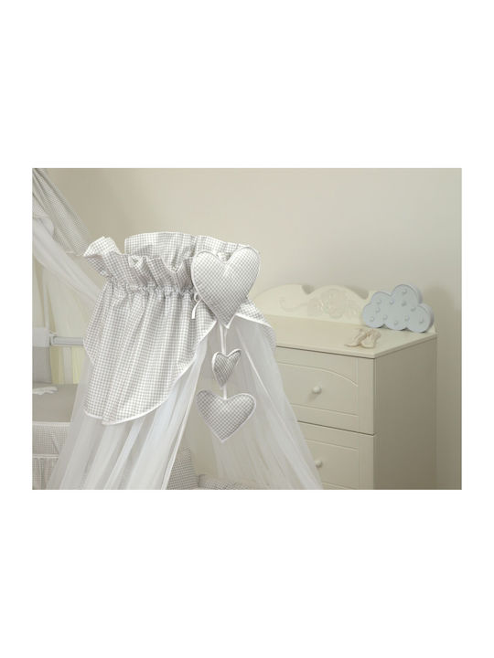 Amy Plasă de țânțari Pentru Patut Bear Heart Din tul 68953 cu suport Gri 160x160x600cm